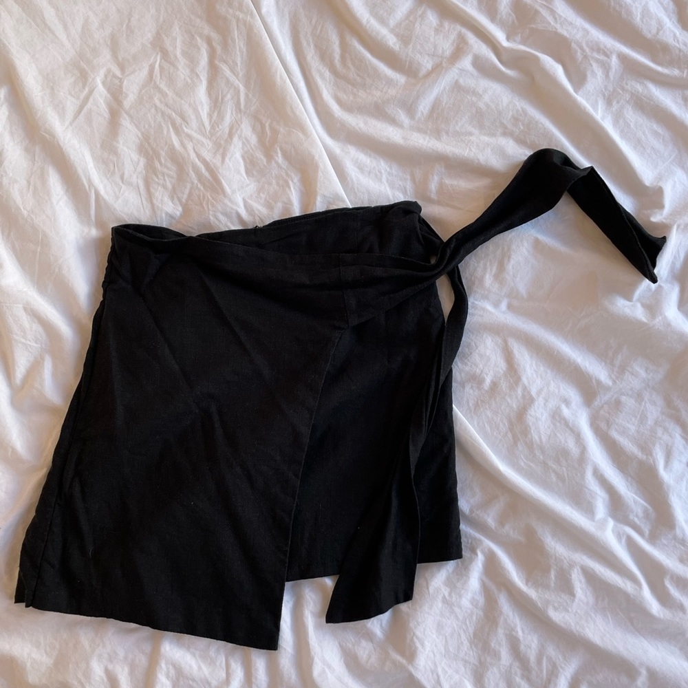 Black wrap mini skirt